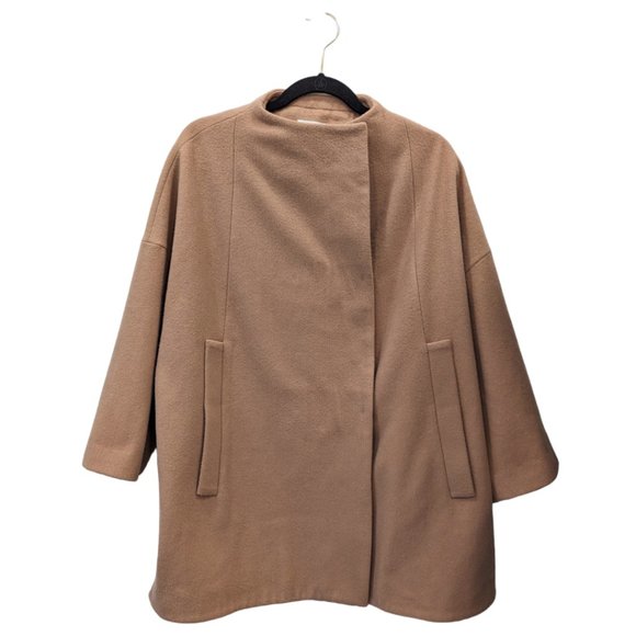 Oak + Fort Tan Collarless Coat - Picture 1 of 6